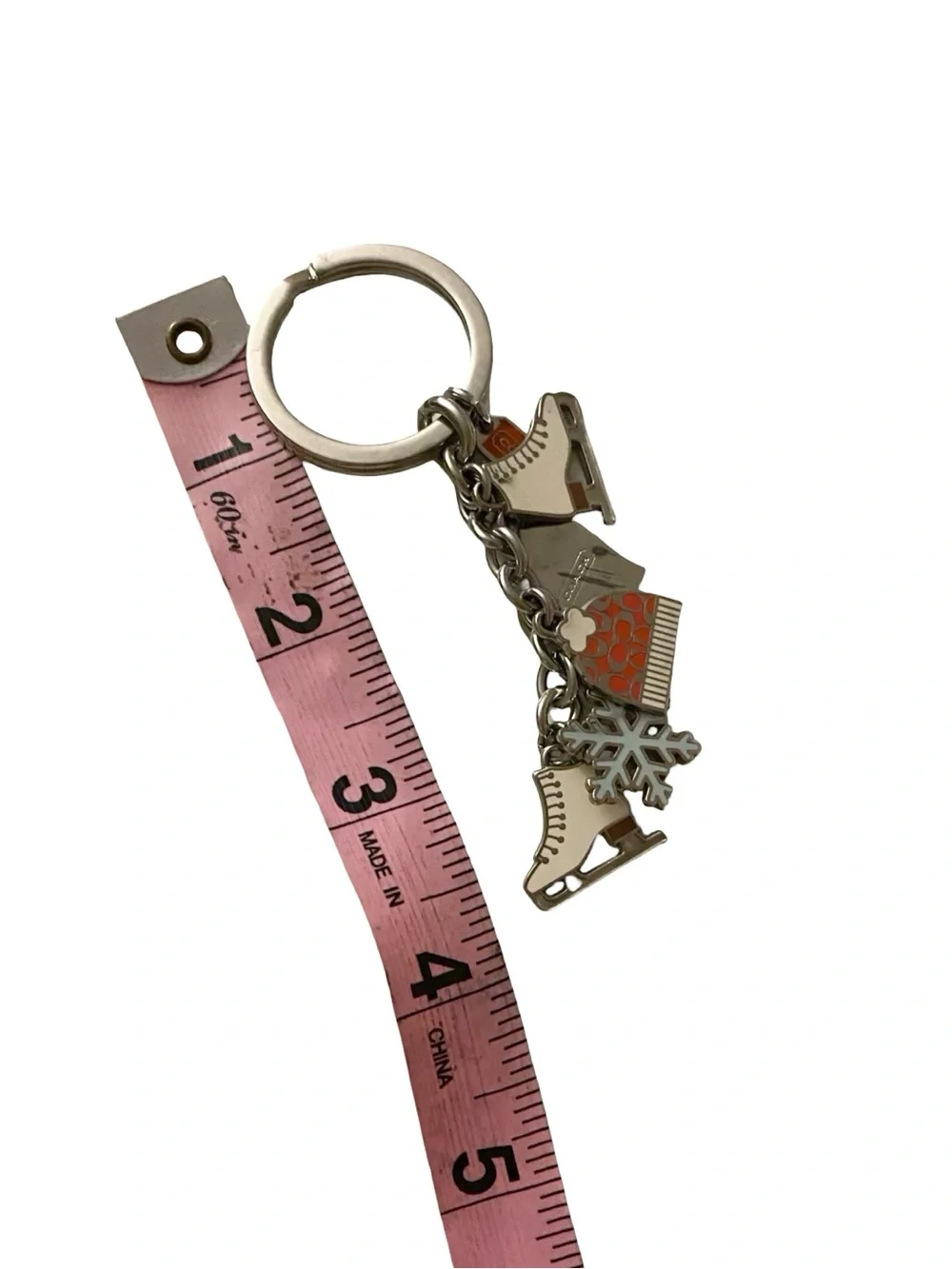 Coach Winter Themed Keychain Vintage Y2K Ice Skates Snowflakes Mittens Silver